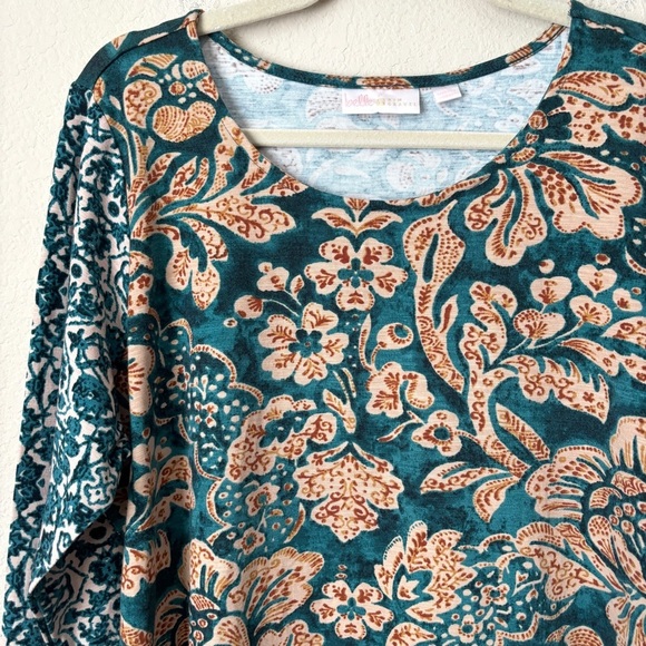 Belle by Kim Gravel Boho Mixed Print TripleLuxe Soft Modal Blend Shirt - Picture 4 of 10